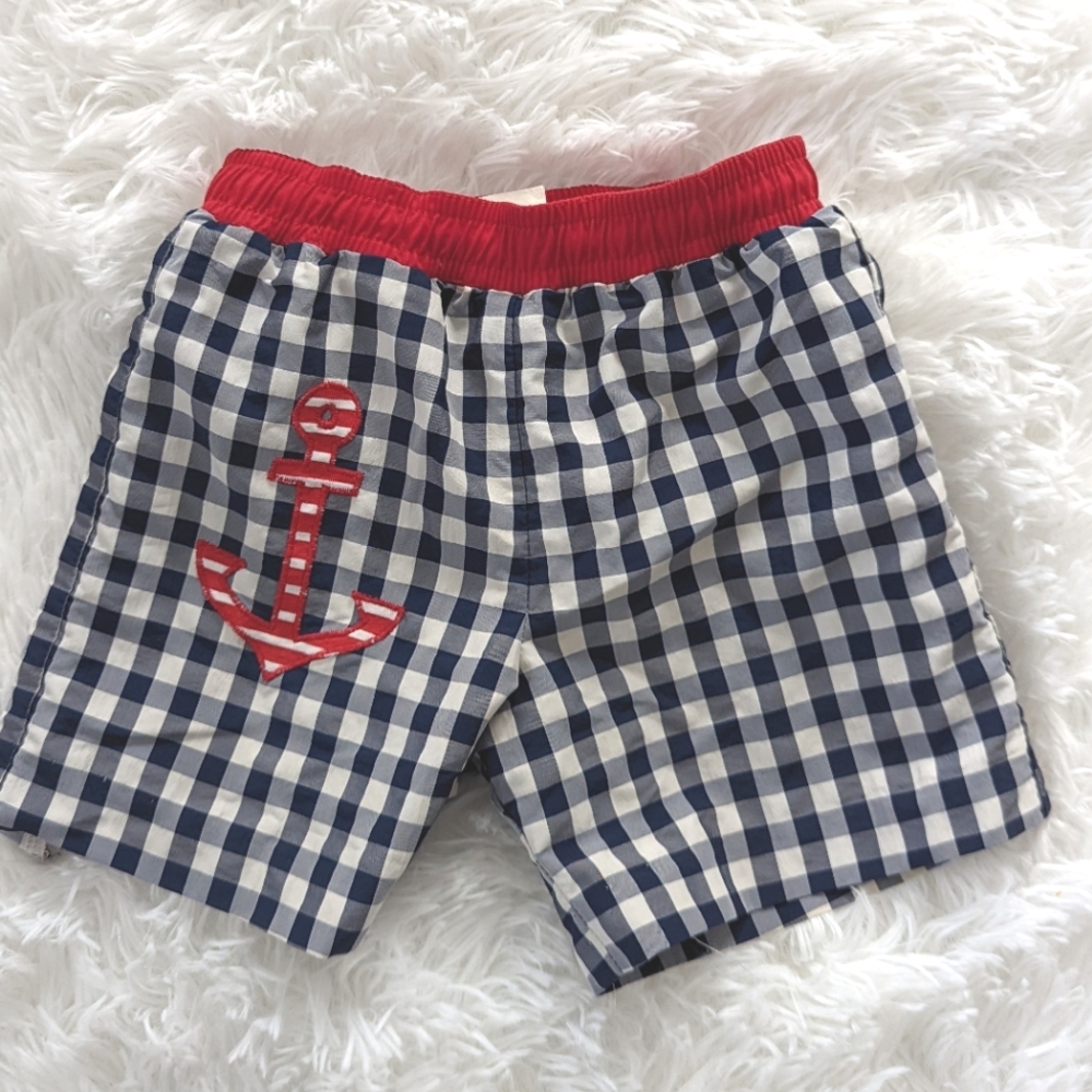 Boys Florence Eisman Nautical Swim Trunks 2T Gingham